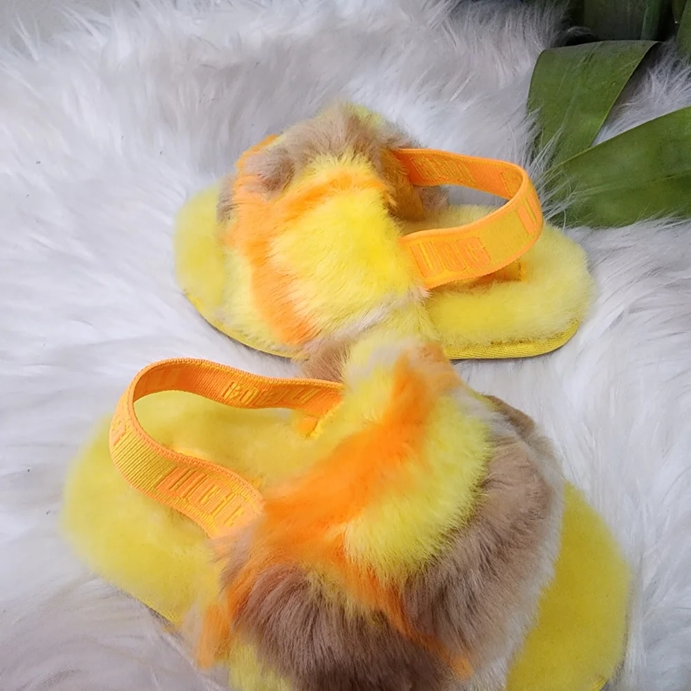 UGG FLUFF YEAH SLIDE Toddler Shoes plaid punk sandal new